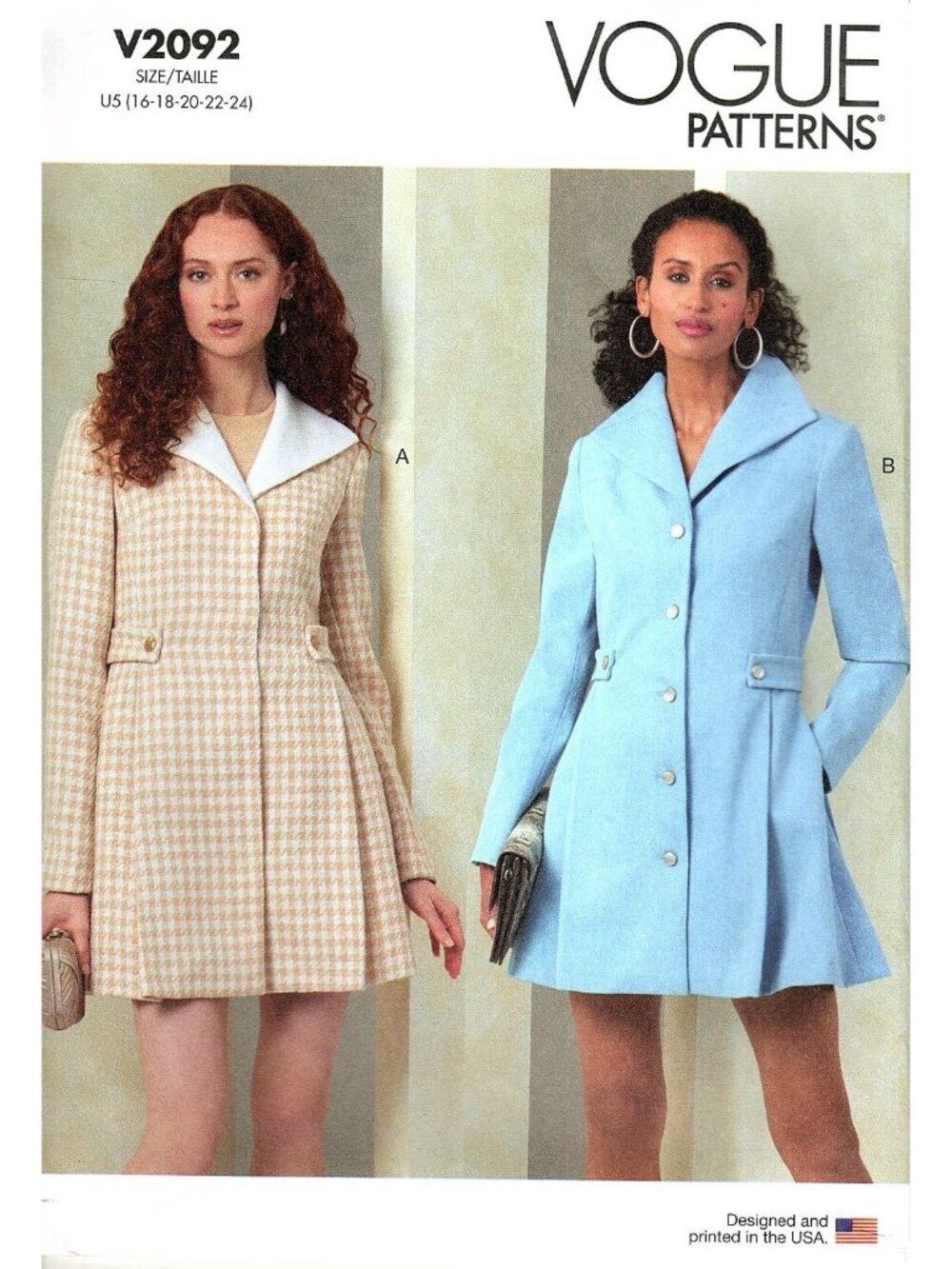 Vogue V2092 Misses 16 to 24 Retro Outerwear Coats Uncut Sewing Pattern